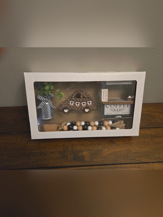 Kirkton House Other - Rustic Black & Cream Coffee Bar Home Accent Set